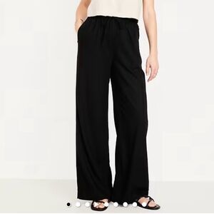 Women’s Black Casual linen Rayon Pants